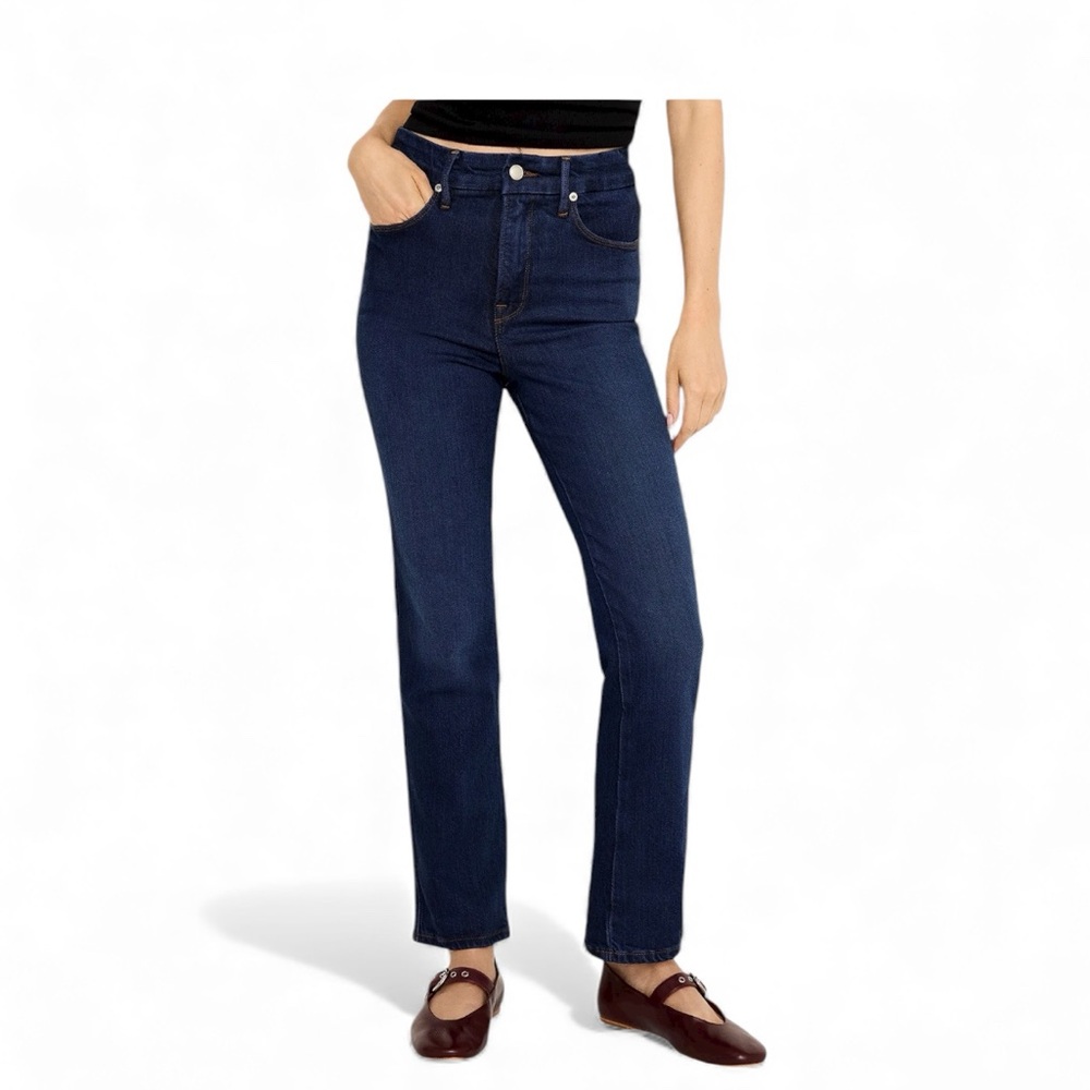 Good American Soft Tech Good Curve Straight Jeans Size 2/26 NWT Indigo color